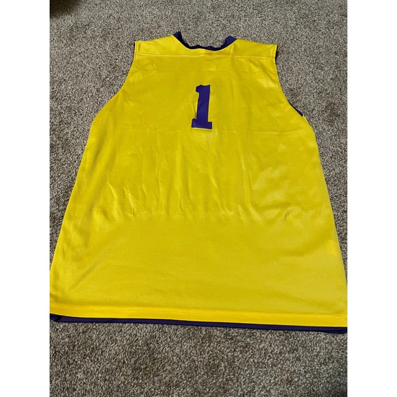 Alleson Athletic Los Angeles Lakers Reversible Basketball Jersey Purple Gold 1 M - Picture 7 of 8